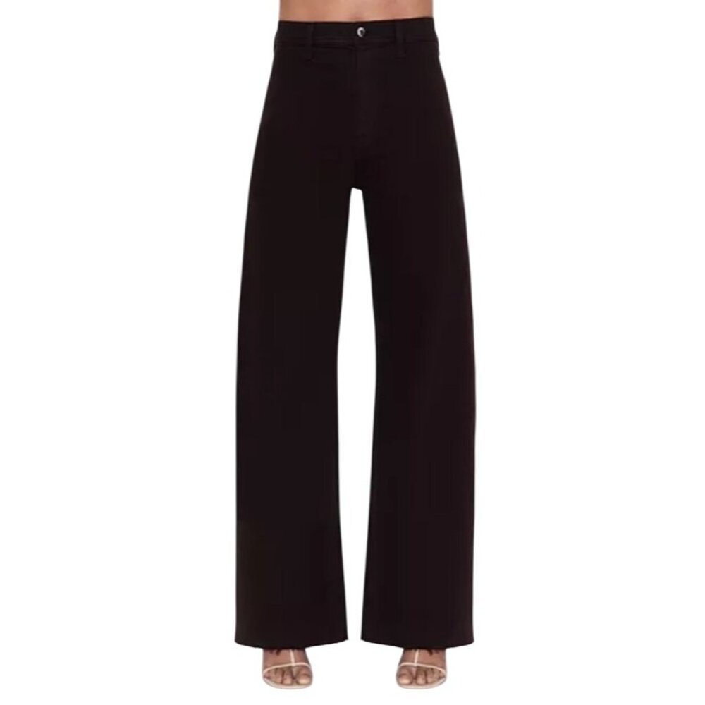Pistola Penny High Rise Black Wide Leg Jeans Raw Hem Women’s Size 30